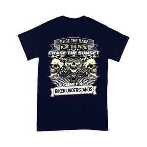 Motocycle Men T-shirt - Race The Rain Ride The Wind, Cool Biker Tee Motocross Off-road Racing Shirt| NMS131 A01