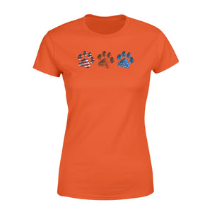Red White Blue American Flag Dog paws Women's T-shirt design gift ideas for Dog lovers  - SPH85