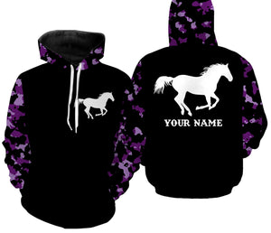 Love Horse purple camo Custom All over print Shirts, personalized horse gifts for girls - NQS2687