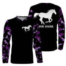 Load image into Gallery viewer, Love Horse purple camo Custom All over print Shirts, personalized horse gifts for girls - NQS2687