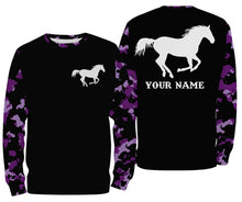 Load image into Gallery viewer, Love Horse purple camo Custom All over print Shirts, personalized horse gifts for girls - NQS2687