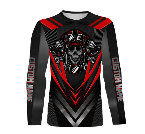 Skull Biker Riding Shirt Personalized Jersey, Motorcycle All Over Print Shirt Off-Road Racing| NMS172