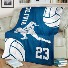 Load image into Gallery viewer, Volleyball blankets personalized name volleyball fleece blanket