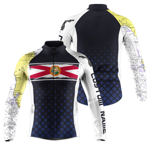Florida men cycling jersey with 3 pockets UPF50+ full zip bike shirt Breathable biking tops| SLCKYC