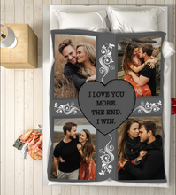 Load image into Gallery viewer, I love you more personalized photo Fleece Blanket